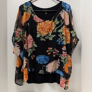 August Silk Floral Cold Shoulder Blouse
